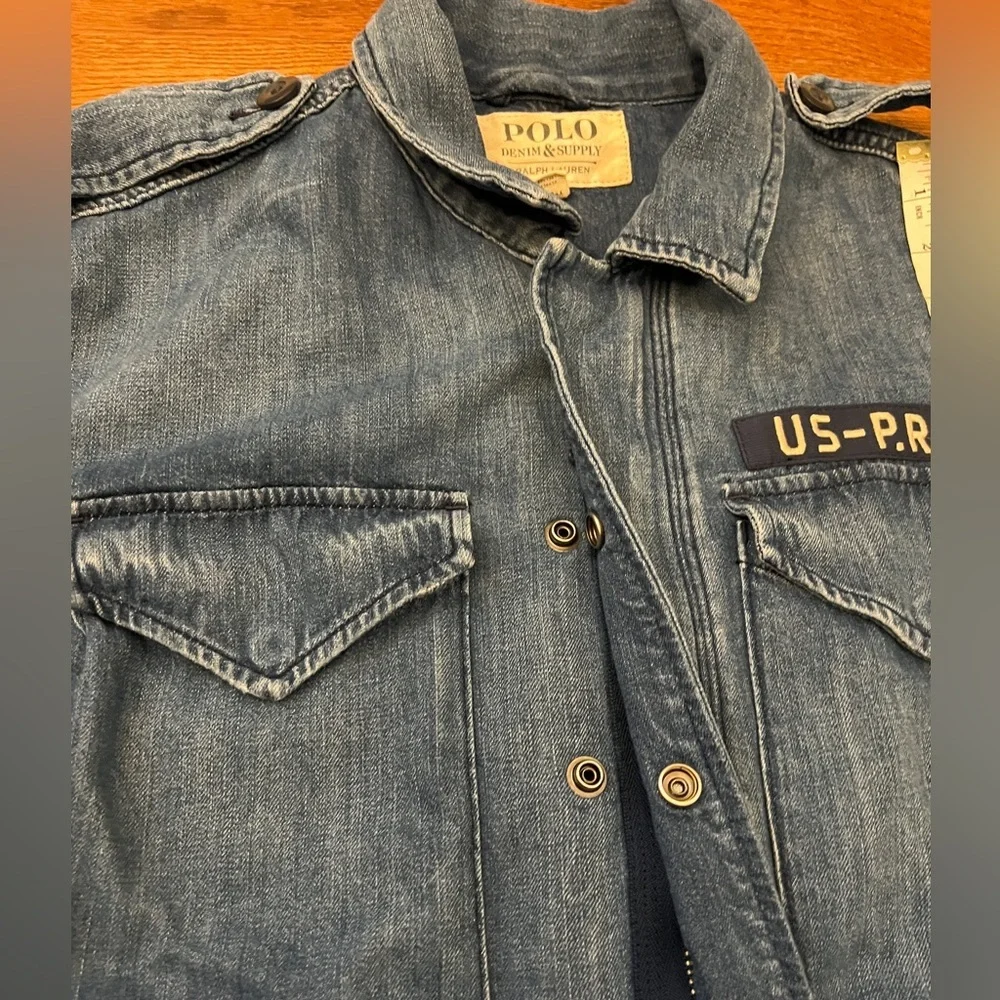 Polo Ralph Lauren - Oversized Women’s  Denim Jacket Blue Military Style Sz S - Picture 12 of 17